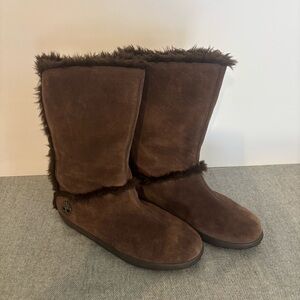 Timberland Brown Faux Fur Suede Winter Boots Women’s 10M Cozy Shearling Style